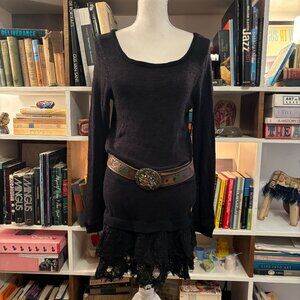 NIGHTCAP CROCHET LACE TRIM DRESS